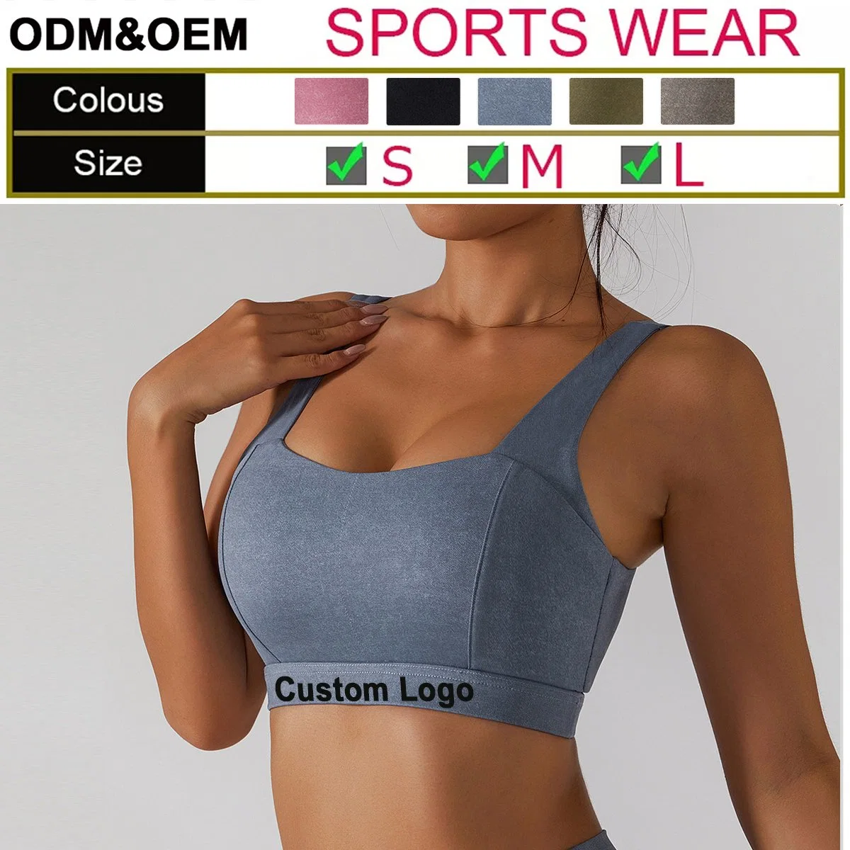 Deporte de señoras mayoristas Bra Faux Denim de fitness de alta calidad sujetadores deportivos ropa interior transpirable trotar Gimnasio Bra ejecutando lenceria Yoga Bra