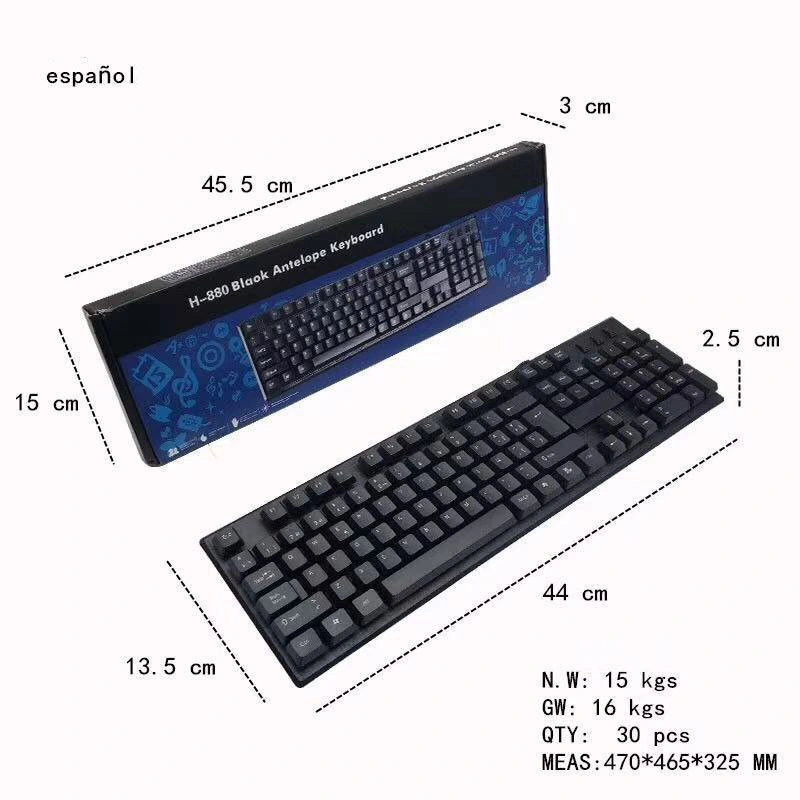 Neutral Englisch Verpackung Computer USB Arabisch Russisch Französisch Spanisch Tastatur