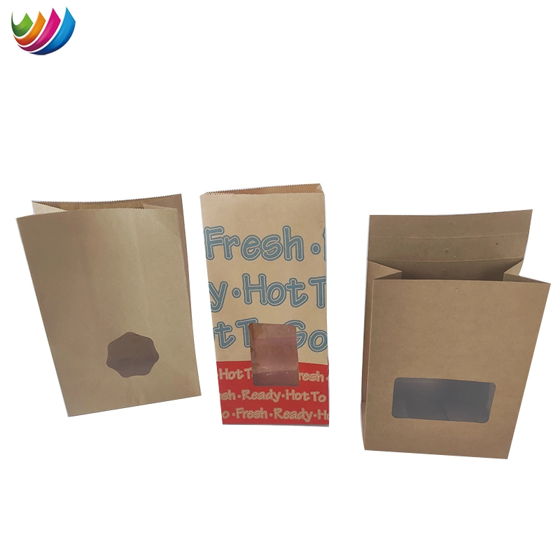 Diseño a medida Embalaje de alimentos llevar Brown Kraft Bolsa de papel