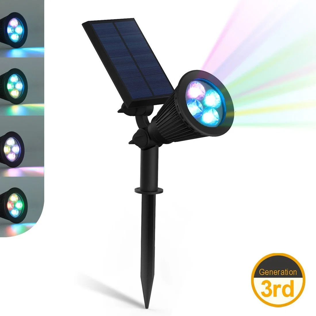 4 LED Color Changing Solar Light Spotlight Outdoor Wall Lamp