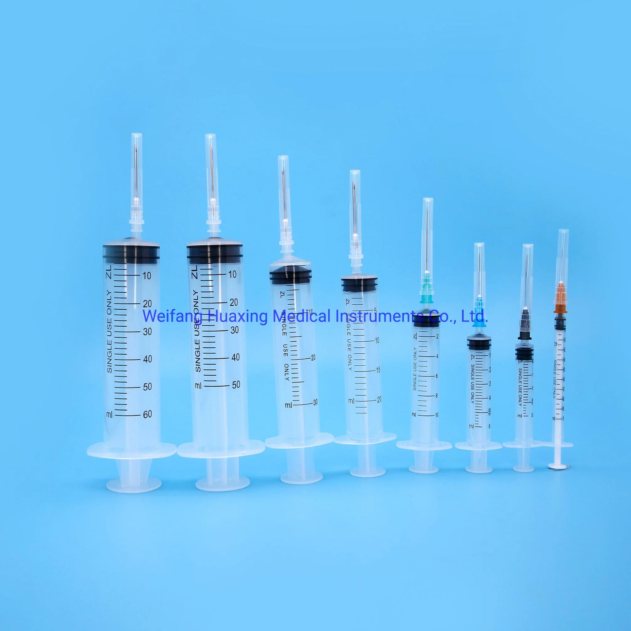 Steroid Irrigation Disposable Insulin Medical Injection Plastic Syringe with Hypodermic Needles