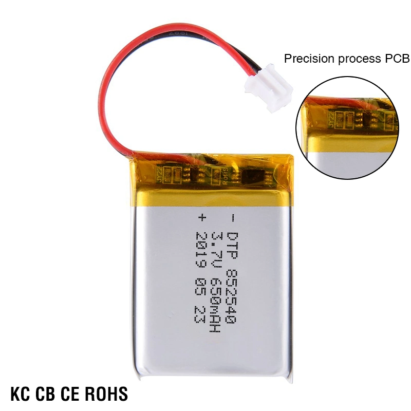 852540 650mAh 3.7V Lithium Polymer Rechargeable Battery
