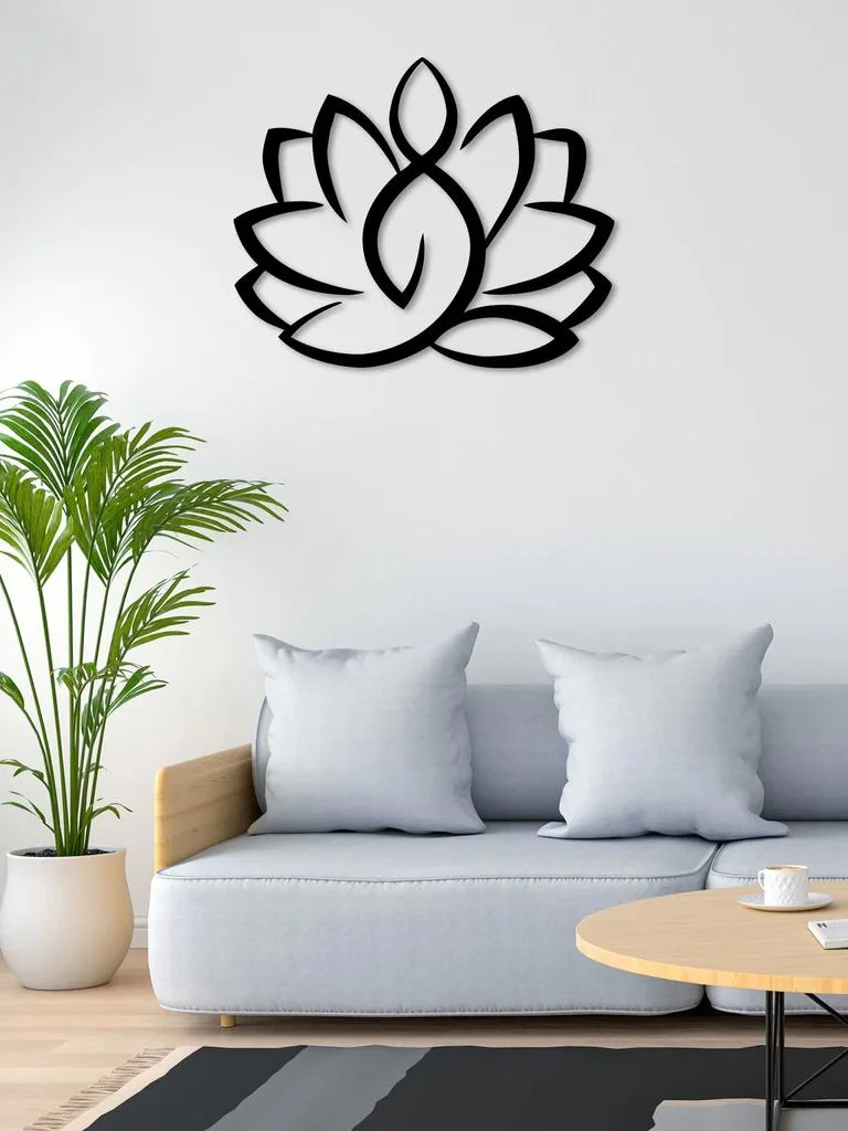 Yoga Pose and Lotus Metal Wall Art Decoration, Handing Wall Decoration Home Decoration