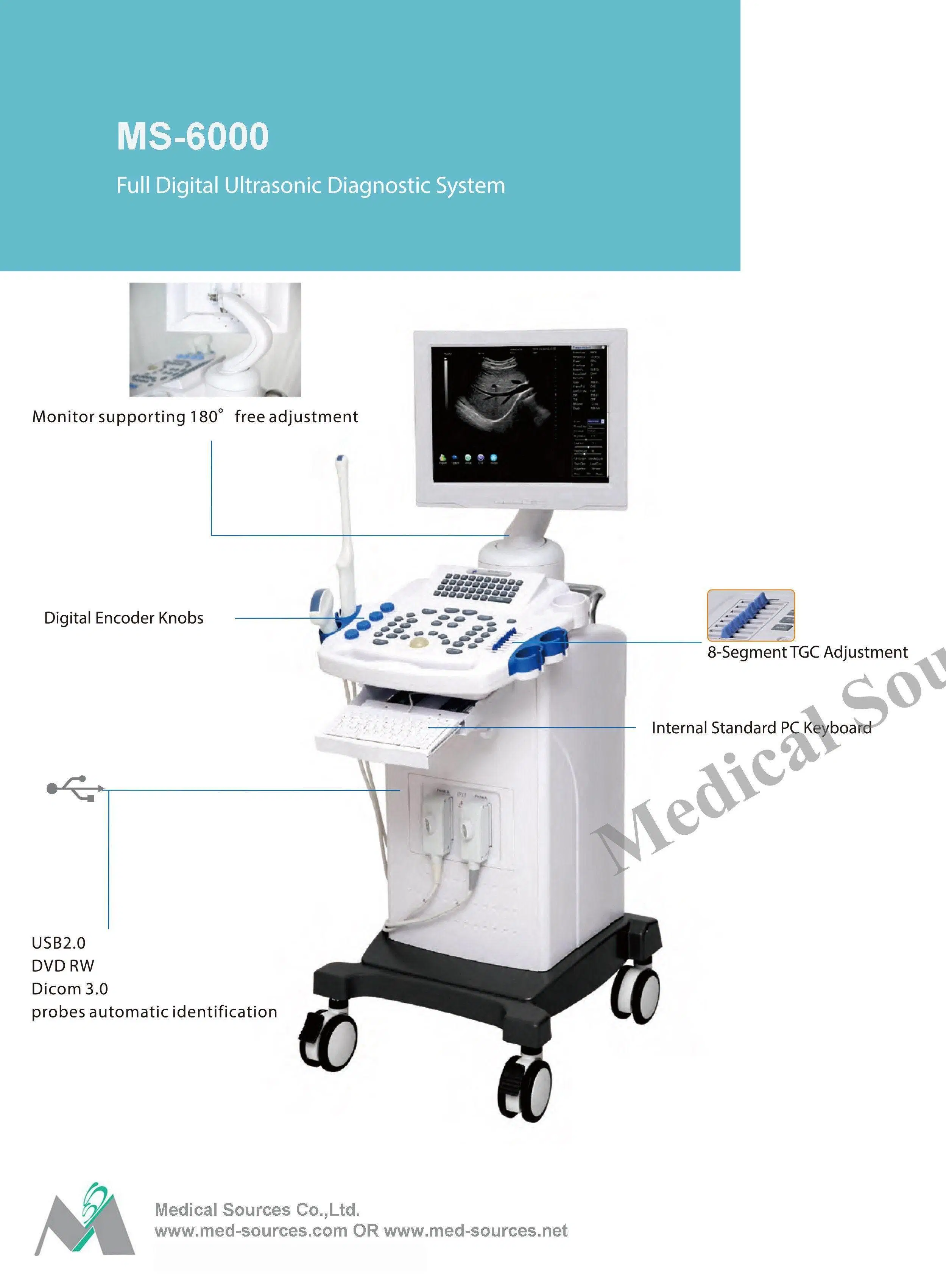 Ms-6000 Medical Ultrasound Device Digital Ultrasound Machine Doppler Ultrasound Scanner