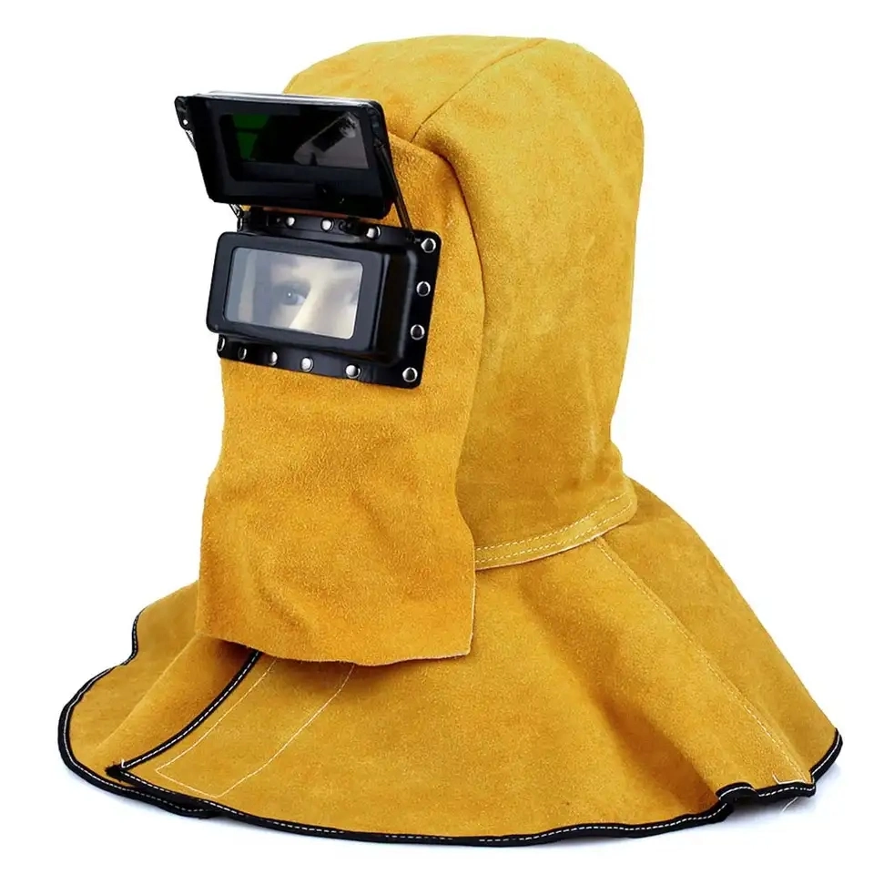 Capacete para soldador de couro 60cm tampa protectora para soldador Luvas de segurança para o trabalho no local de trabalho