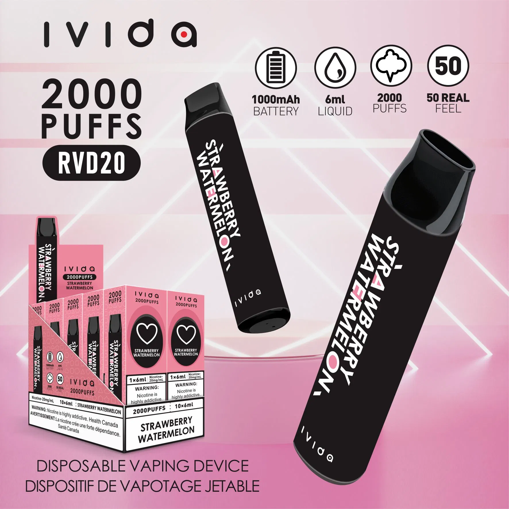 Ivida Cigarrillo Electrónico Desechable Objetivo Stick 2000bocanadas 12 sabores Bang XXL /E-cigarrillo desechable Difusor de OEM de melatonina pluma eléctrica Vape Hookah Precio