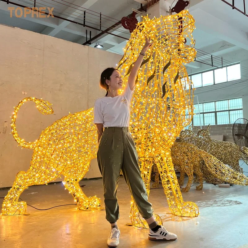 Factory Supplier 2024 Newest Holiday Festival Outdoor African Lion Animal LED Lion Motif Light for Christmas Street Decoration Light