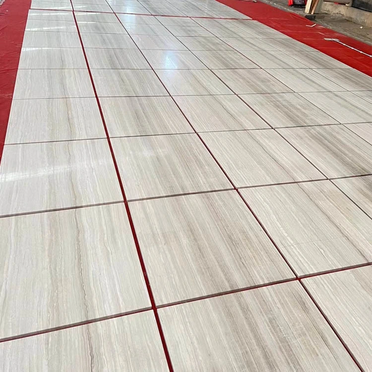 Chinese Polished/Honed Finsh White Wooden Veins Marble Slabs for Wall and Flooring Tiles