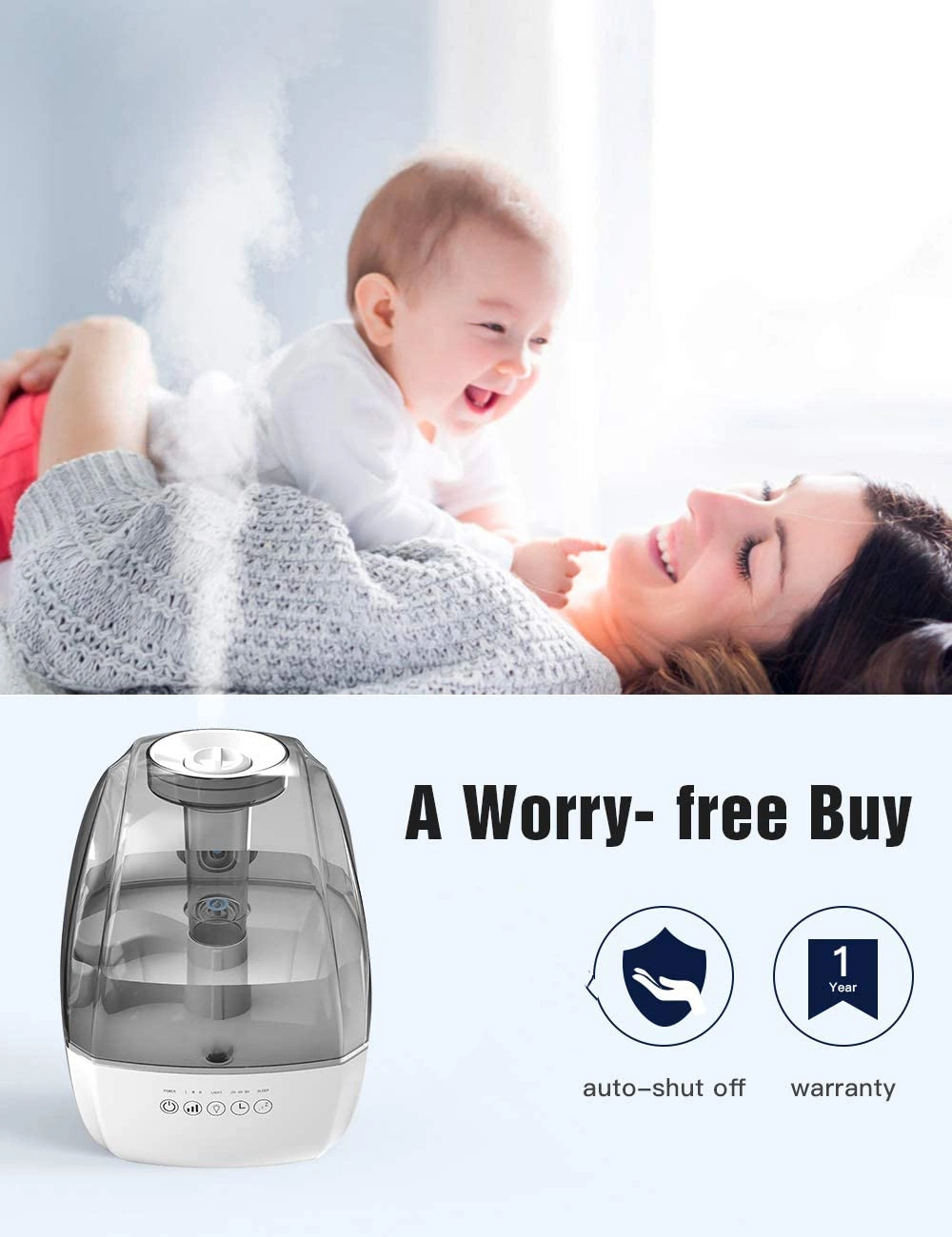 Big Tank Cap Sprayer Low-Energy Consumpt Home Appliance Small Bedroom Filterless Air Humidifier