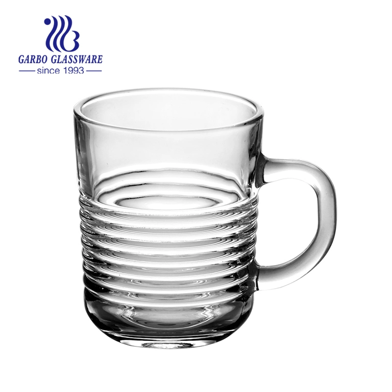 8 Oz Engraved Glass Tea Mug Glass Water Tea Coffee Drinking Mug Home Restaurant Use Drinking Glass with Handle