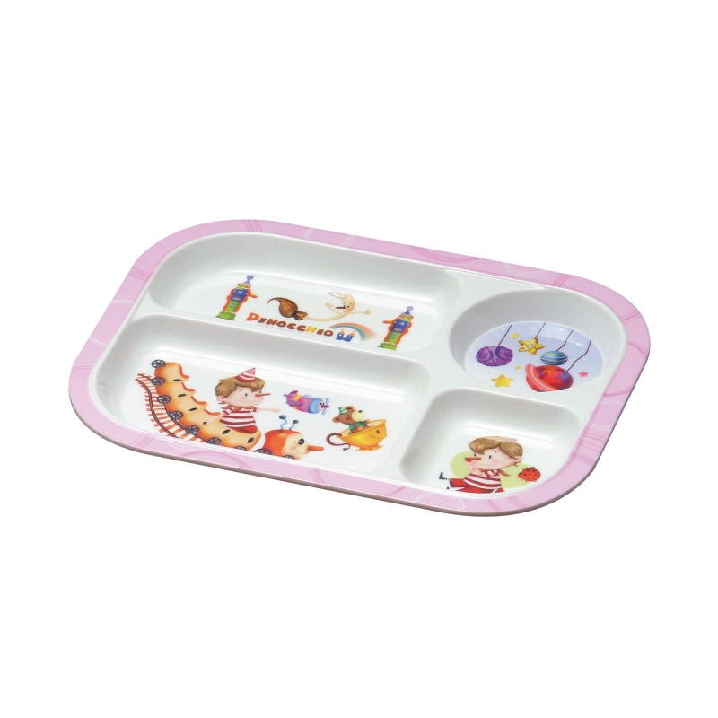 BPA Free Toddler Tray Melamine 4-Compartment Divided Plastic Kids Plates