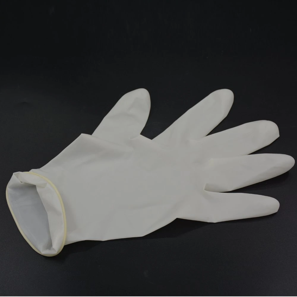 Los guantes de látex sin polvo Guantes de látex desechables de verificación Examen médico quirúrgico de los fabricantes de guantes de látex mano