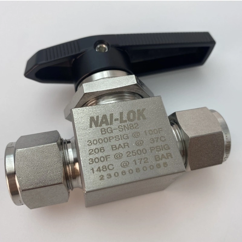 Nai-Lok Instrumentierung Edelstahl 316 3000psi 1/4'' Doppelferrule Kompression Swagelok 2-Wege-Kugelventil, 3-Polig