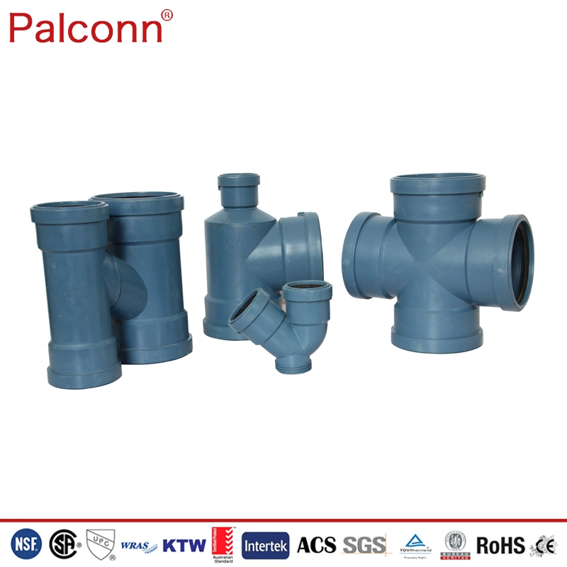 OEM Palconn Blue PP Soundproof Pipe Fittings PP Equal Tee for Drainage