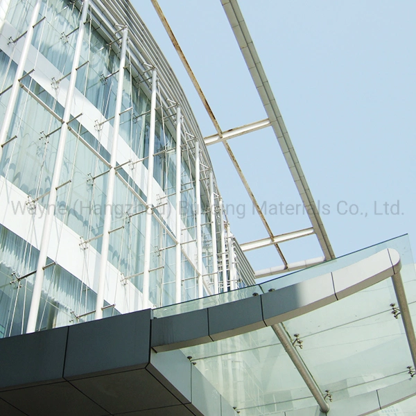 Full Glazing Glass Canopy Awning Rainscreen Frameless Glass Curtain Wall