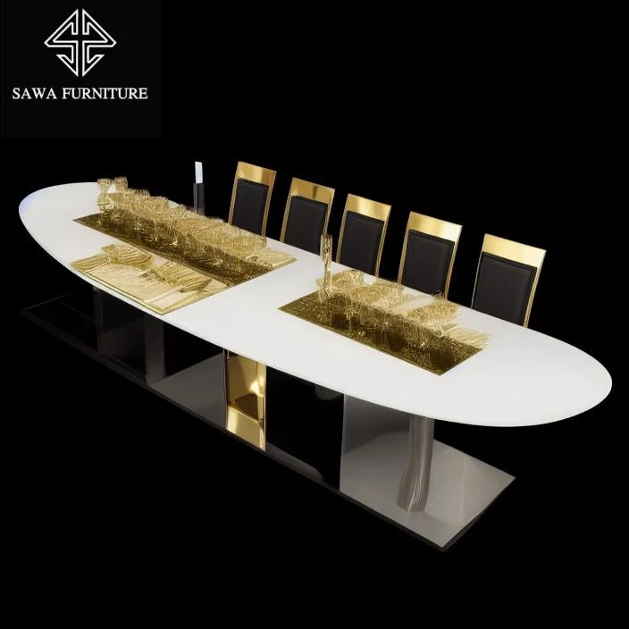 Stainless Steel Gold Dining Room Set Table for Banquet and Hotel Wedding Recepation Half Moon Dining Table Wedding