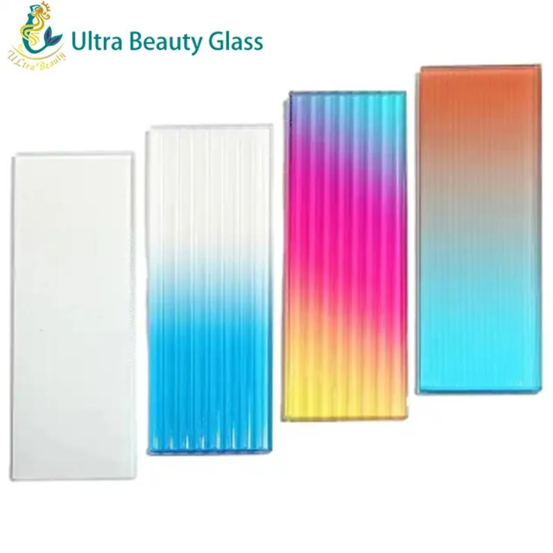 6+6mm Ribbed Gradient Moru Glass Colorful PVB Laminated Tempered Wavy Patterned Glass