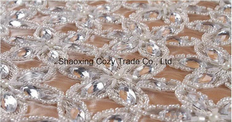 La moda de alta calidad cordones bordados cristal estilo vestido vestido de Handwork