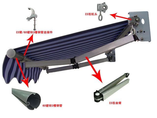 Outdoor Waterproof Folding Arm Retractable Awning for Terrace