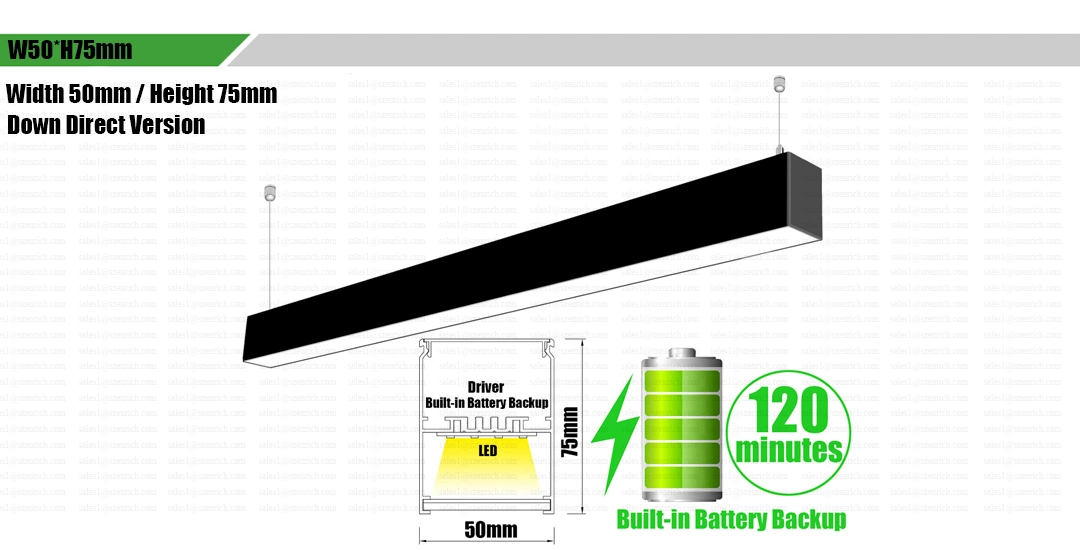 0-10V Triac Dimming Emergency with 4400mAh Lithium Battery Super Bright LED Linear Pendant Tube Light 20W 40W 50W