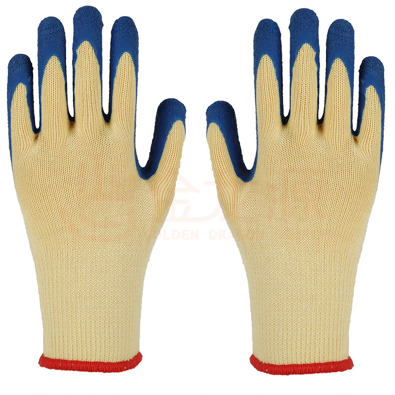 100g Thread Polycotton Latex Crinkle Palm Coated Protective Safety Work Rubber Labor Gloves