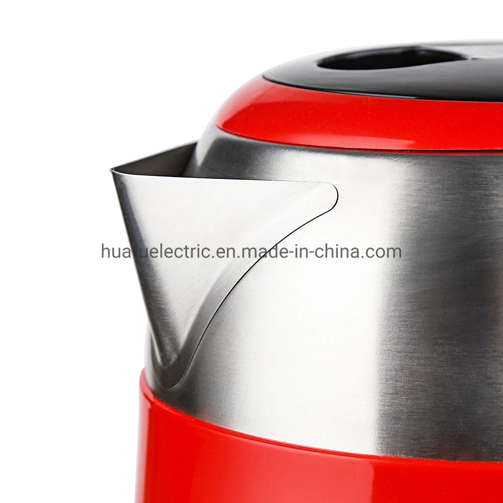 Doppelwand-Wasserkocher Akku-Wasserkocher 360 Grad Drehung Elektrische Krug Hausgerät Rot Farbe