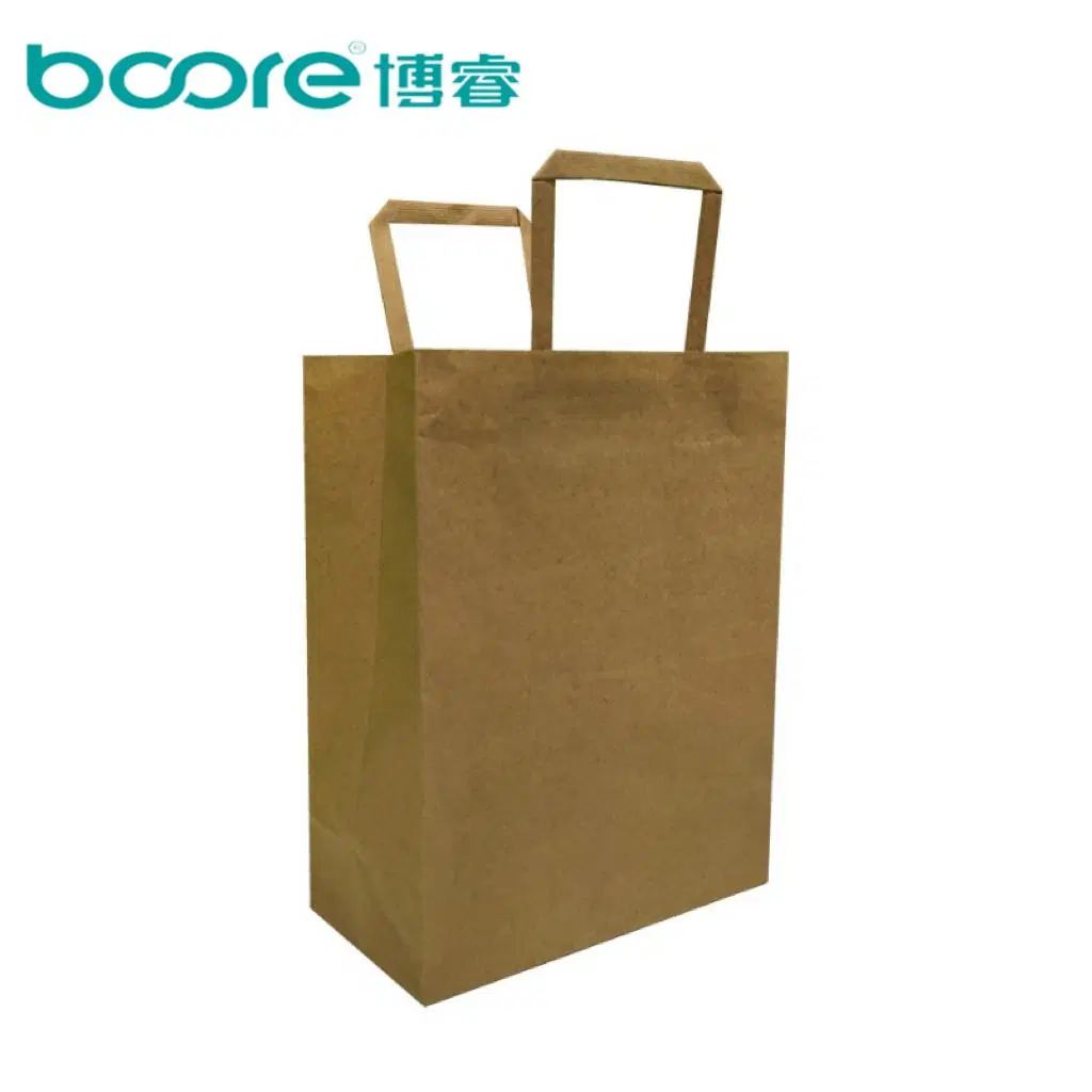 Kraft Paper Bags with Flat Handle for Coffee Take out Packaging