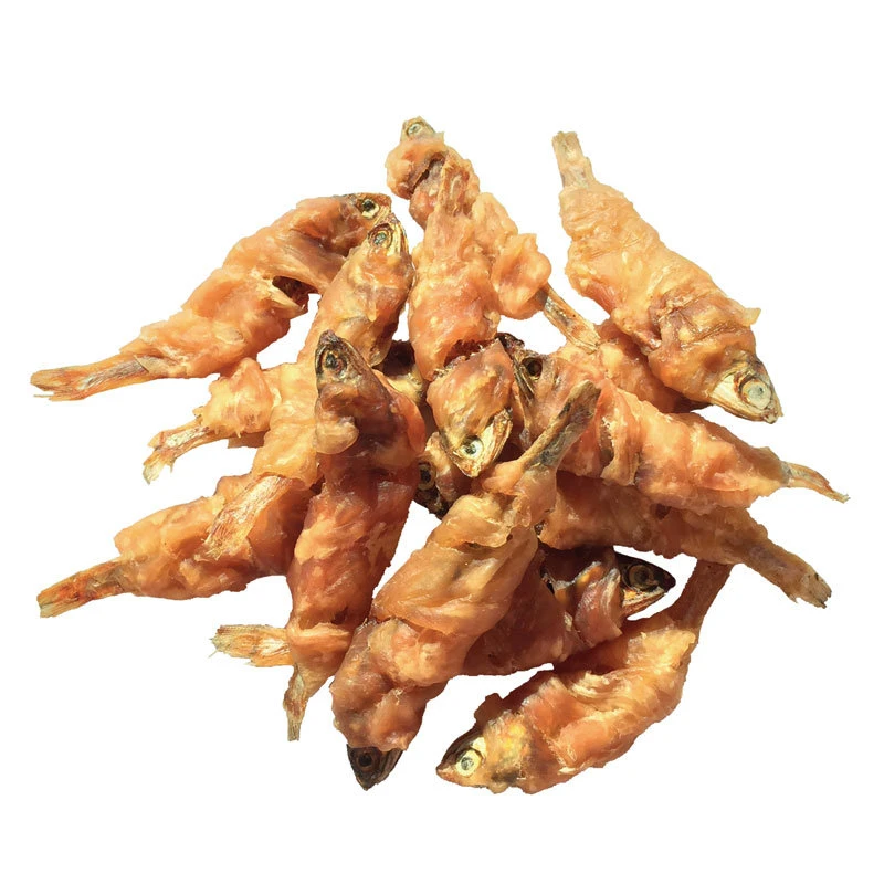 100% Nature Pet Snacks Sweet Potato Strips Wrapped Fish Skin Pet Food Without Any Additives
