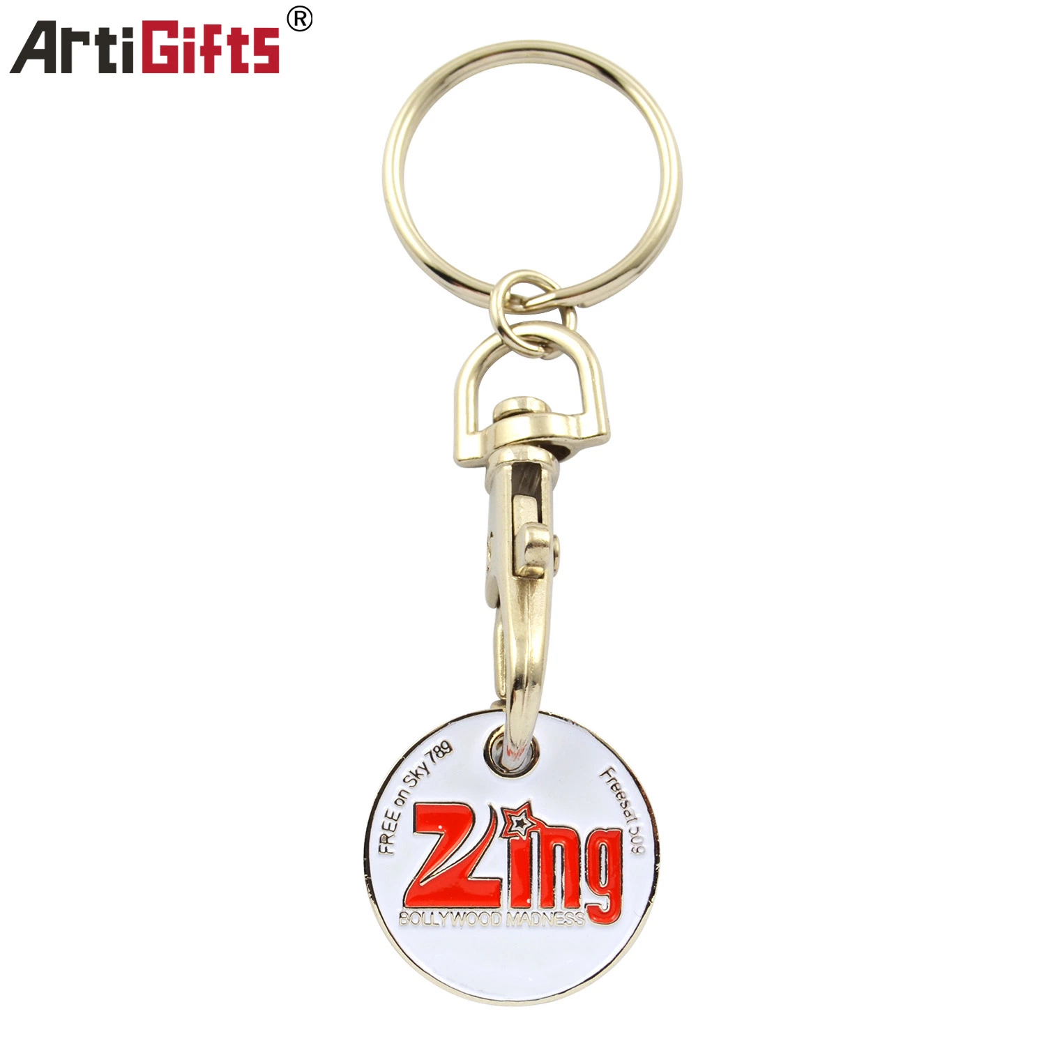 Supermarket Shopping Zinc Alloy Soft Enamel Coin Holder Metal Keychain