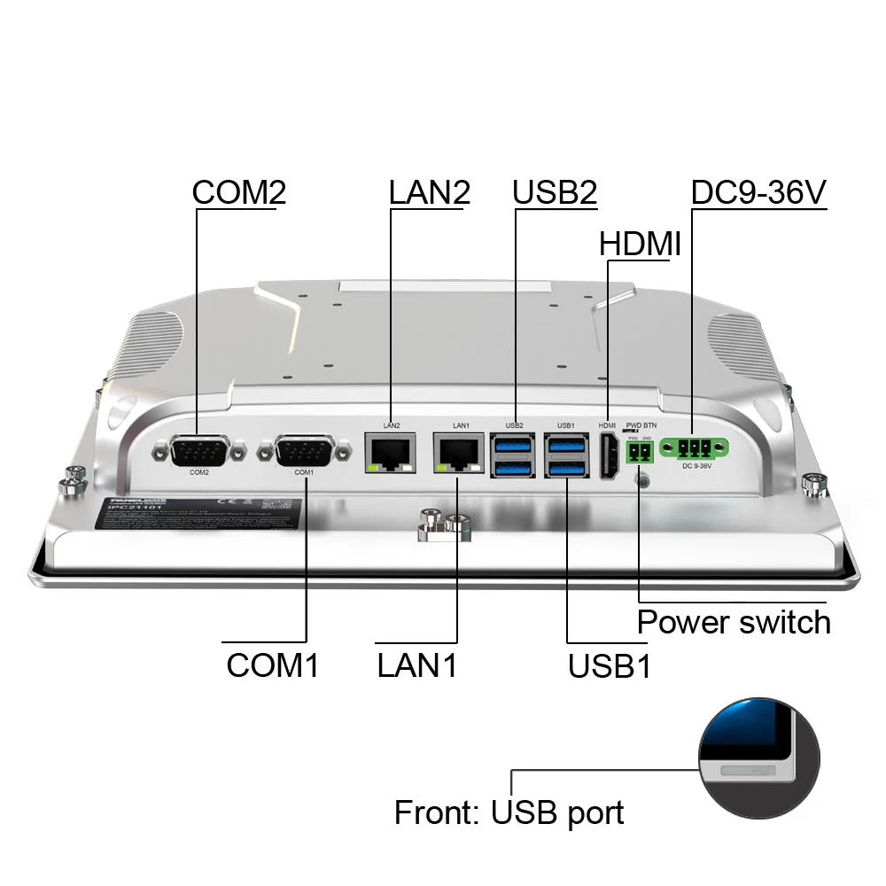 10.4 pulgadas incrustados robustos industriales Panel PC IP65 Resistente al agua el polvo, pantalla de cristal templado de procesador Intel Celeron 3855u ordenador Advantech Panel PC placa base X86.