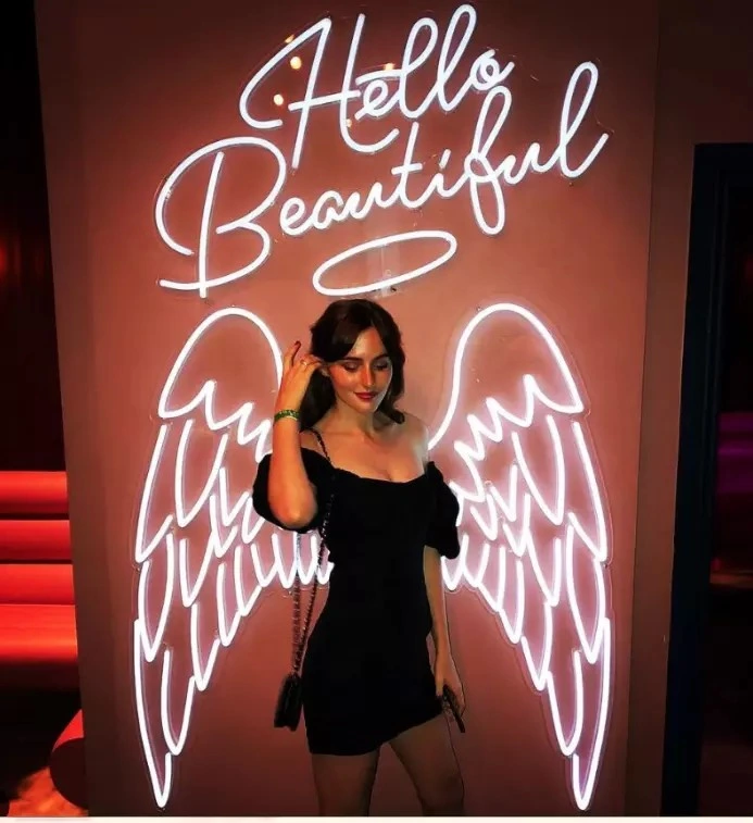 Decoração personalizada luzes interiores Angel Wings LED néon