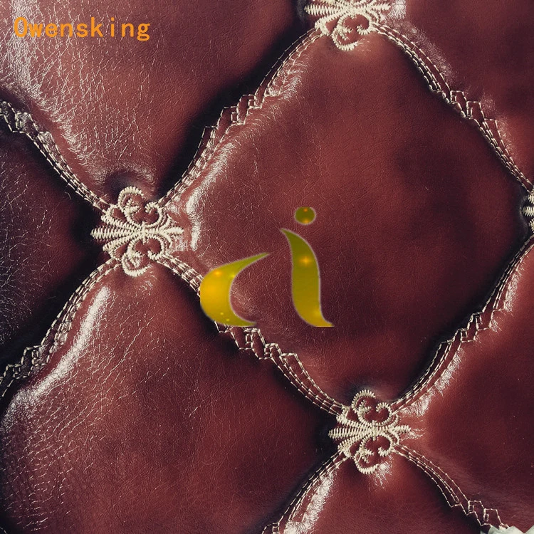 Diamond Stitching PU PVC Synthetic Embroidery Leather for Car Seat for Furniture