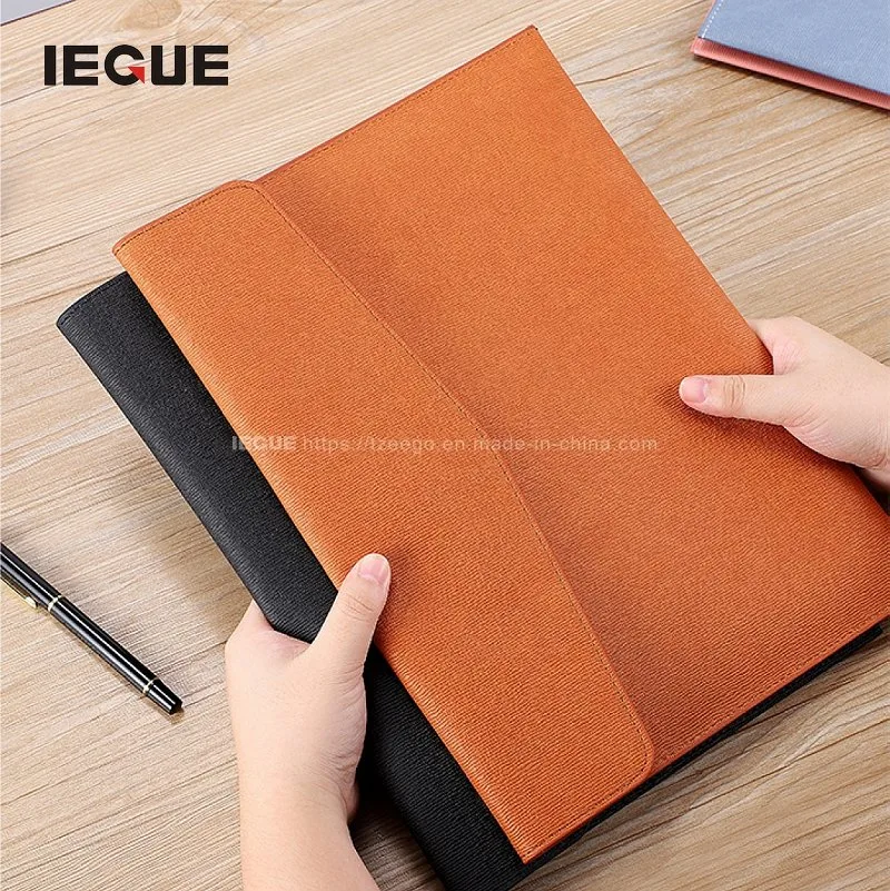 Office Stationery Vintage Ccustom A4 PU Leather Bound Presentation Portfolio File Folder with Logo