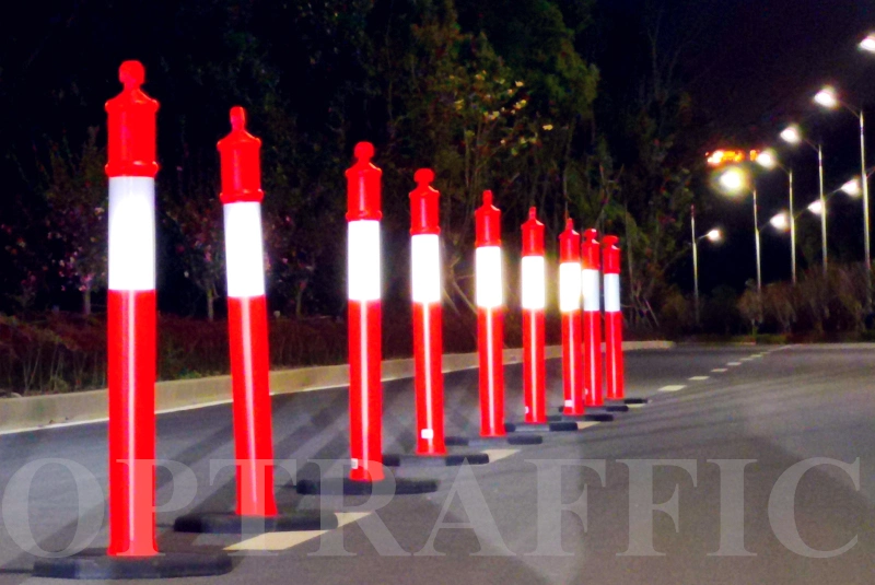 Roadway Safety T-Top Bollard Traffic Warning Post Black Rubber Basement Movable T Top Warning Post