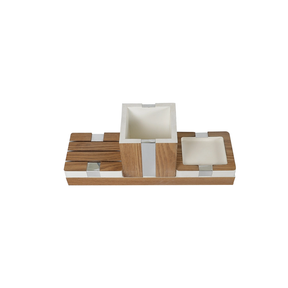 Multi Function Office Desk Organizer Holder Wooden Tissue Box