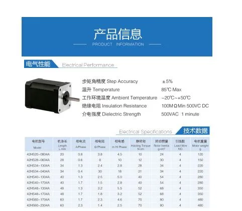 42HS34 Two-Phase Hybrid Micro Stepper Motor