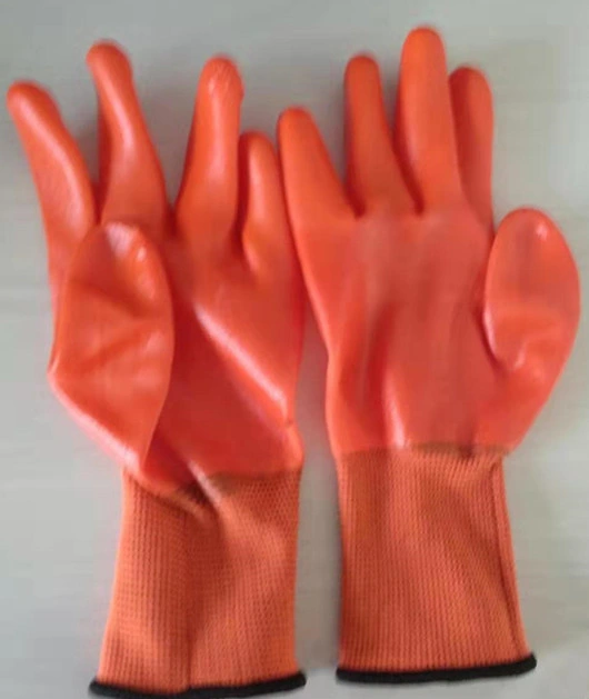 Nylon Waterproof Dipped Gloves Thickened Winter Thermal Terry PVC Work Gloves