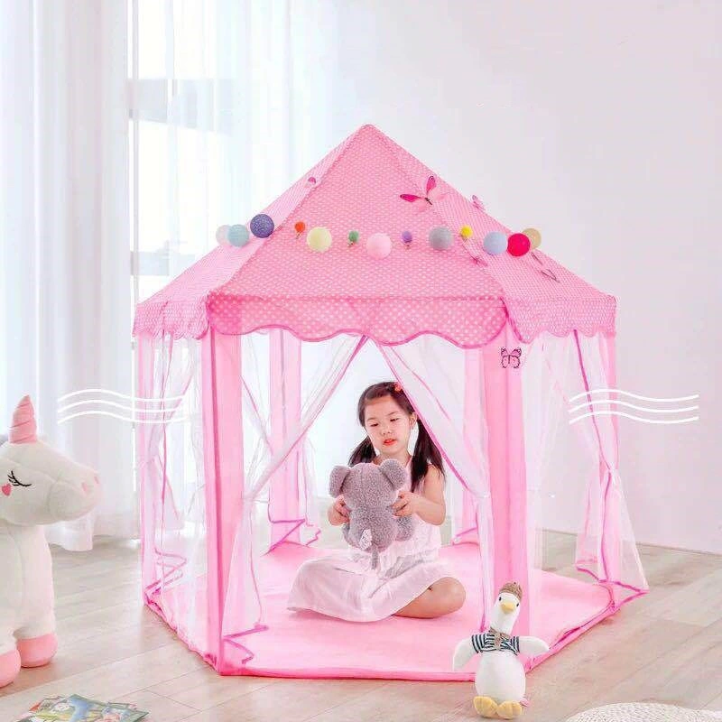 Kids Teepee Girls Pink Blue Princess Castle Tent Beach Tent for Children