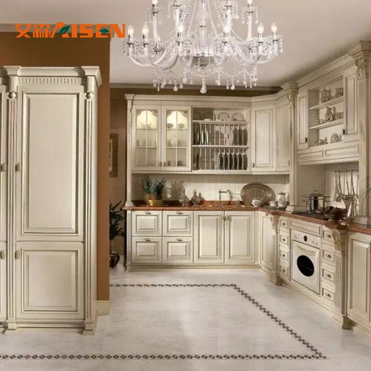 Custom Antique Style Design Solid Wood Kitchen Cabinet for Sale From China