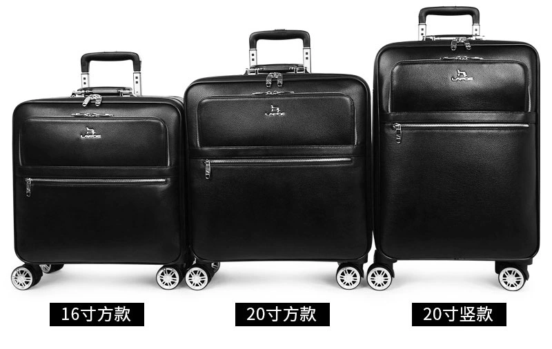 16" 20 polegada verdadeira camada superior de couro carrinho de rodas embutido Sala de viagens de negócios Saco de maleta de embarque caso (CY6855)