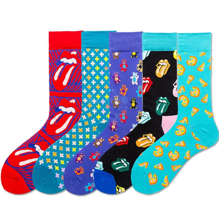 Xianghui Wholesale/Supplier Custom Women Fashion Colorful Jacquard Tube Cotton Crew Happy Socks