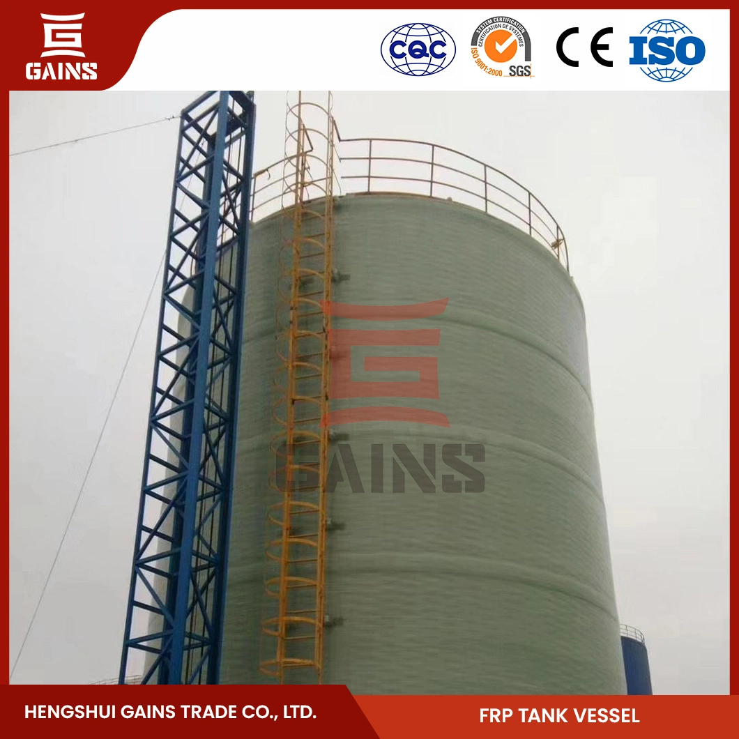Gains Filament Winding GRP FRP Horizontal Vessel Container Fabricators China Large Field Wound FRP Storage Tank