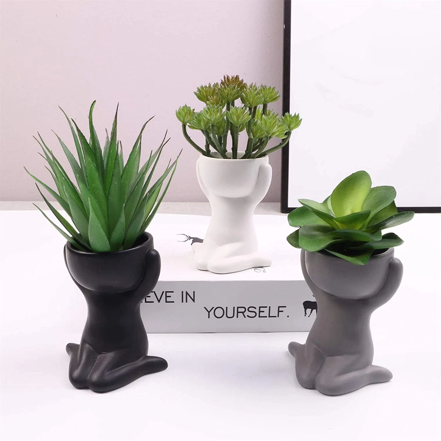 Cute humanoïde Poupée en céramique décoratifs Flower Pot pot, de succulents Pots de fleur de cactus semoir Bonsai conteneur Creat Conception pour la décoration de bureau à domicile