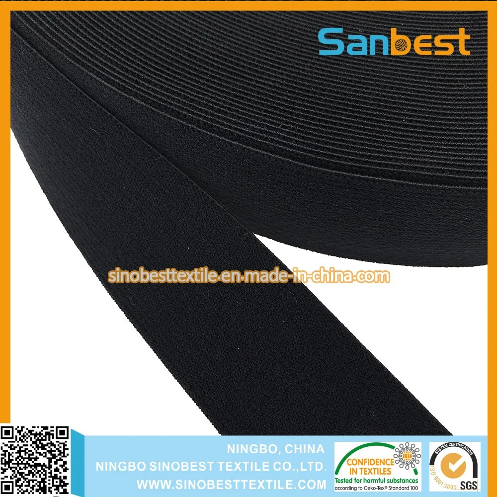 100% High quality/High cost performance Black Elastic Webbing for Garments