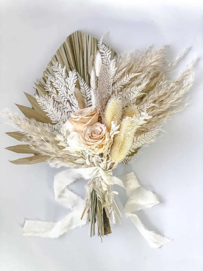 Dried Palm Leave Arrangement Palm Hand Fan Dried Flowers Preserved Natural Palm Leaves Fans