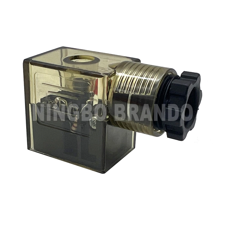 DIN43650B AC DC MPM transparente 11mm con protección IP65 2P+E el conector de la bobina de válvula de solenoide con LED DIN 43650B DIN 43650 Formulario B