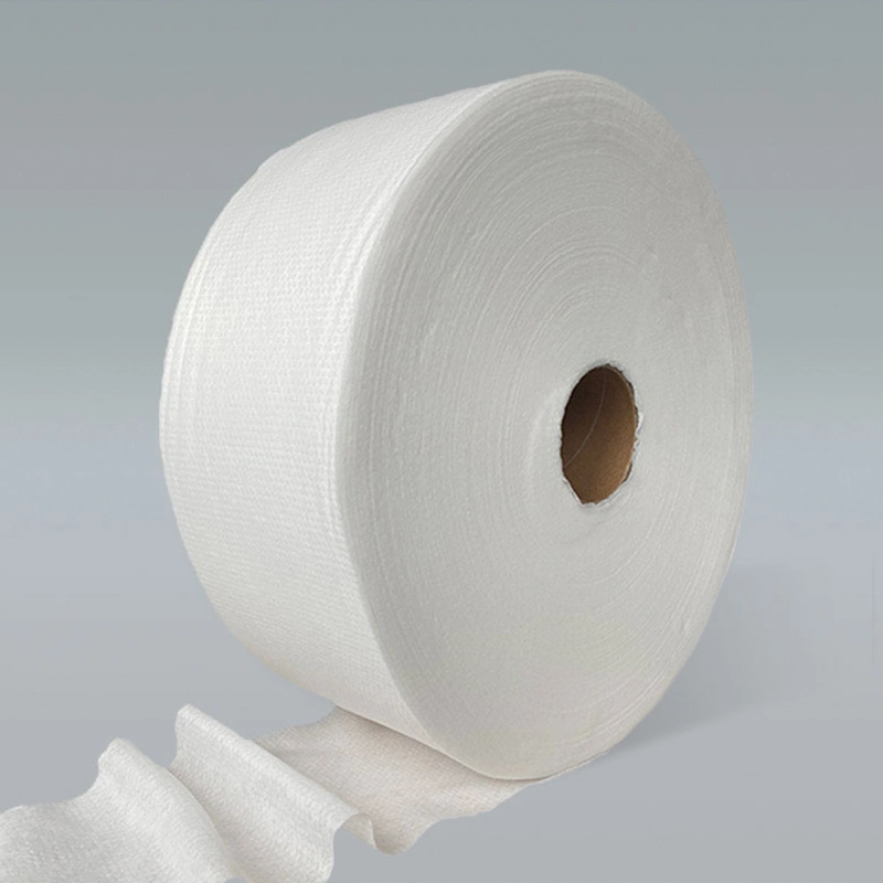 Skin Friendly Wood Pulp 100% Cotton Viscose Rayon and Pet Polyester Bamboo 40GSM Spunlace Nonwoven Fabric Roll for Wet Wipes