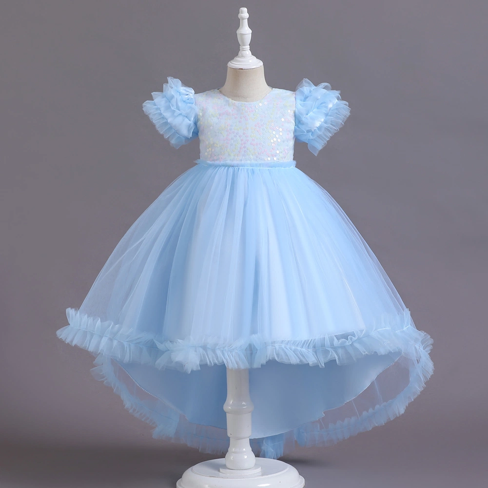 Kids Wedding Shiny Baby Frocks Design Tailing Children Clothing Rainbow Apparel Girdle Girls Dress