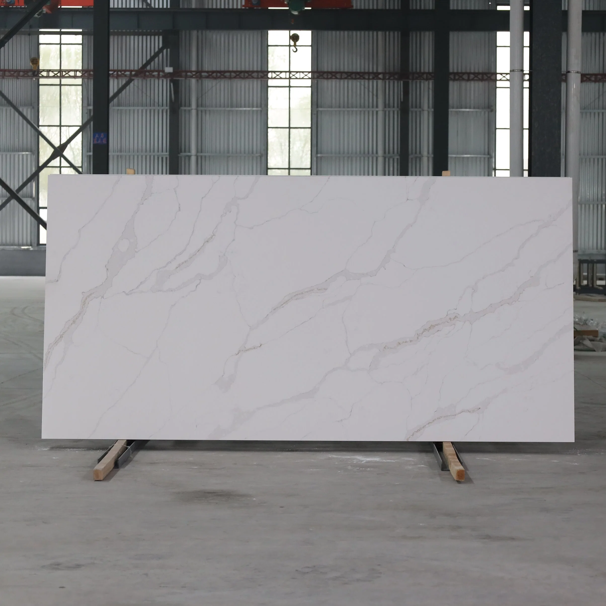 Blanco Piedra de Cuarzo Artificial Slab con venas Naturales