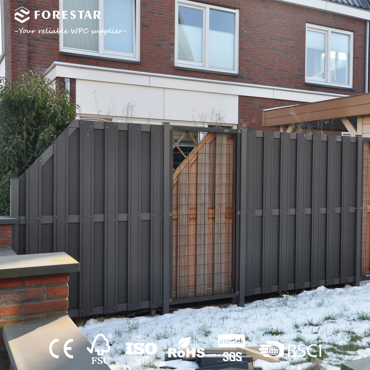 Easy Installation Low Maintenance Garden House WPC Balcony Fence Wood Plastic Composite Fencing with Aluminum Post